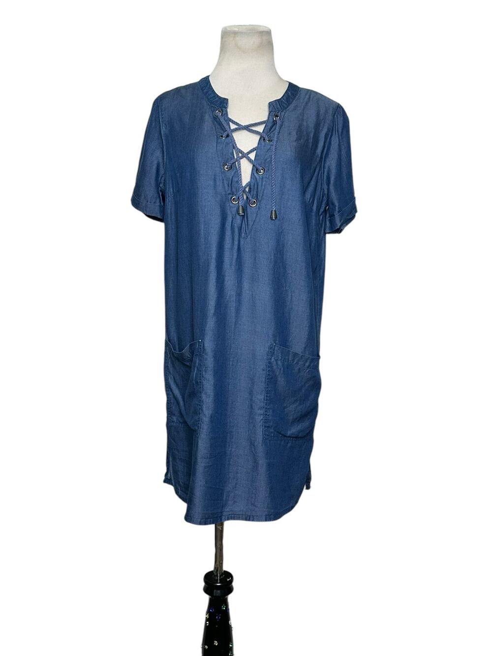 Lovers + Friends blue chambray short sleeves mini dress size Small